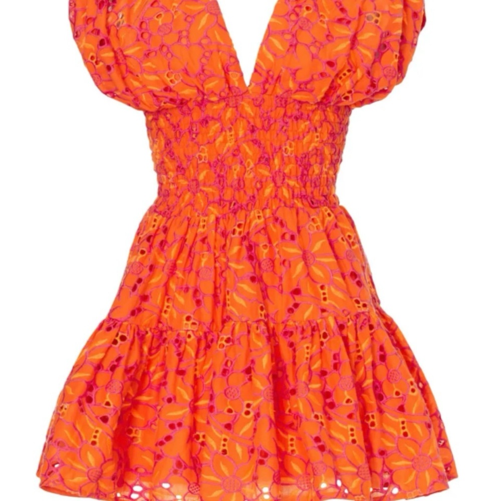 Bold Orange Floral Mini Dress